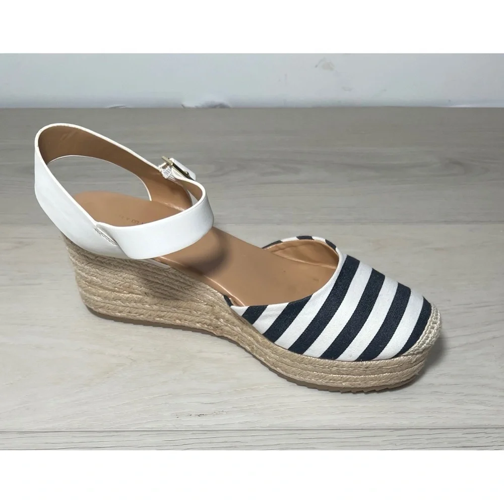 Tommy Hilfiger Nilsa Wedges Navy Blue & White Sz 8.5